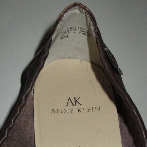 AK Anne Klein Womens Brown Leather Embossed Snakeskin Loafer - Size 9M - Picture 8 of 10